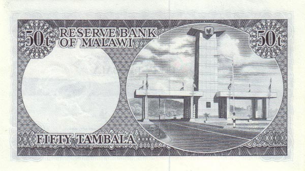 马拉维 Pick 05 L.1964年版50 Tambala 纸钞 _