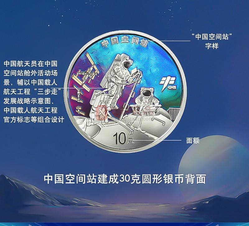 中国空间站建成金银币